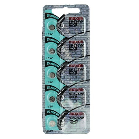 Maxell Silver Oxide SR626W High Drain Watch Battery Replaces 376, V376, 619, PK 5 SR626W